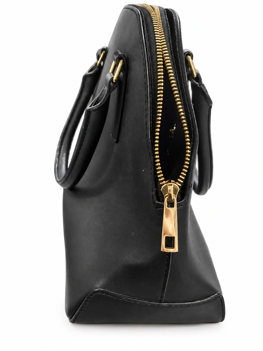 A New Day Black Dome Satchel Handbag Gold Hardware